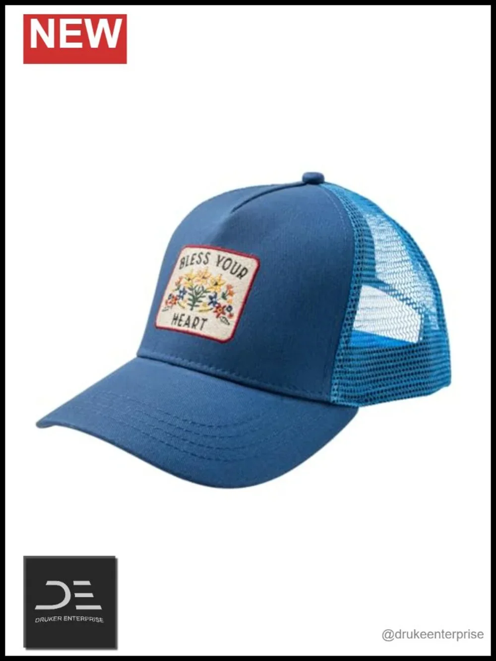 Adjustable Trucker Hat with Mesh Back and Snap Closure